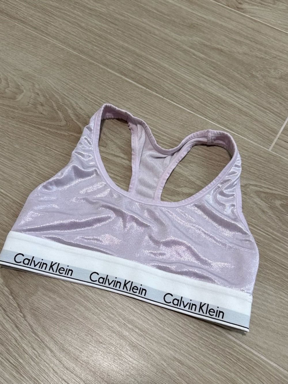 Calvin Klein Light Pink Purple Shimmer Sports Bra